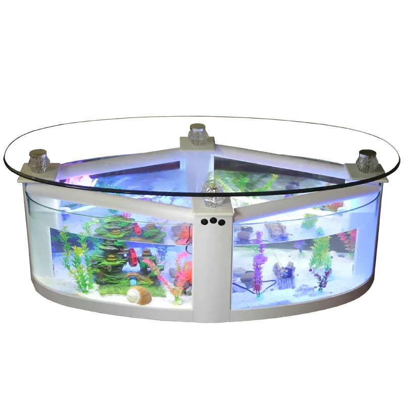 Oval Coffee Table Fish Tank Living Room Ecological Aquarium Glass Large Medium Desktop Creativity Change Water Turtle Jar