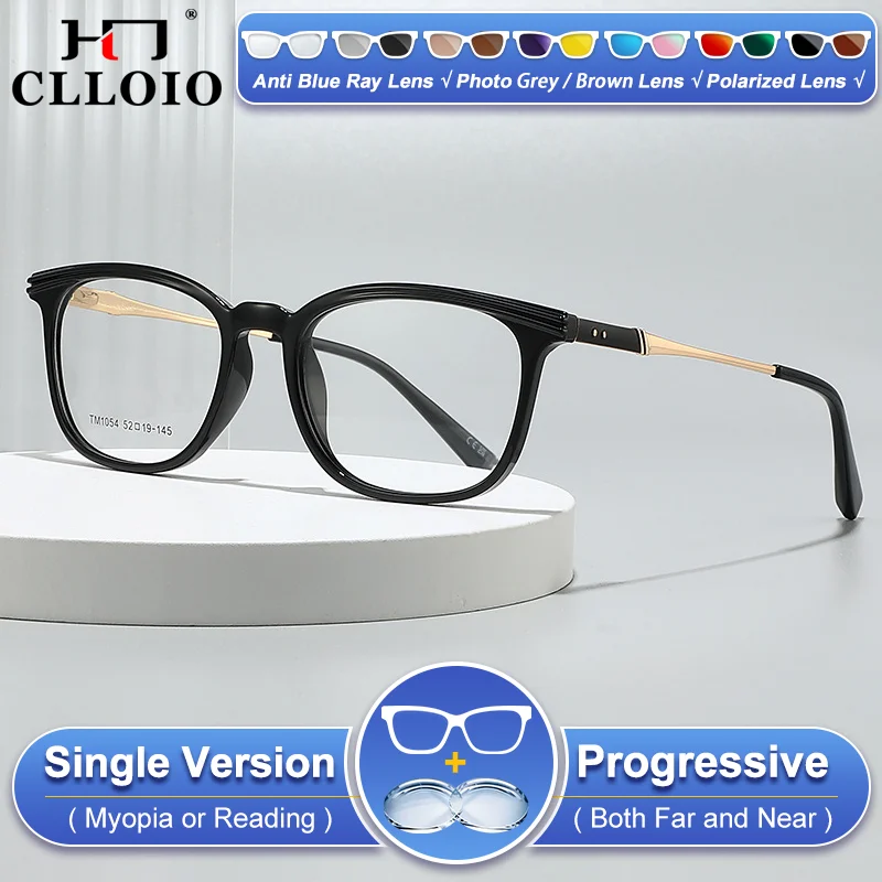 

CLLOIO Classic Men Rectangle Frame Design Photochromic Myopia Glasses Anti Blue Ray Progressive Prescription Optical Eyeglasses