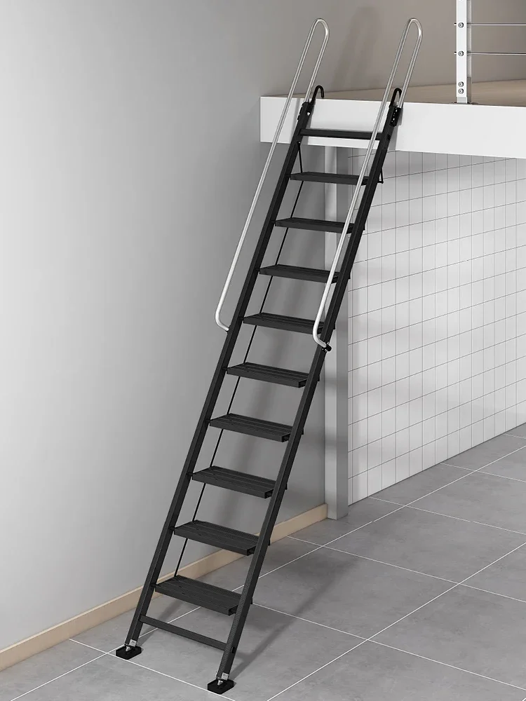 Household aluminum alloy attic ladder ten-step escalator indoor and outdoor thickened engineering ladder mobile folding telescop