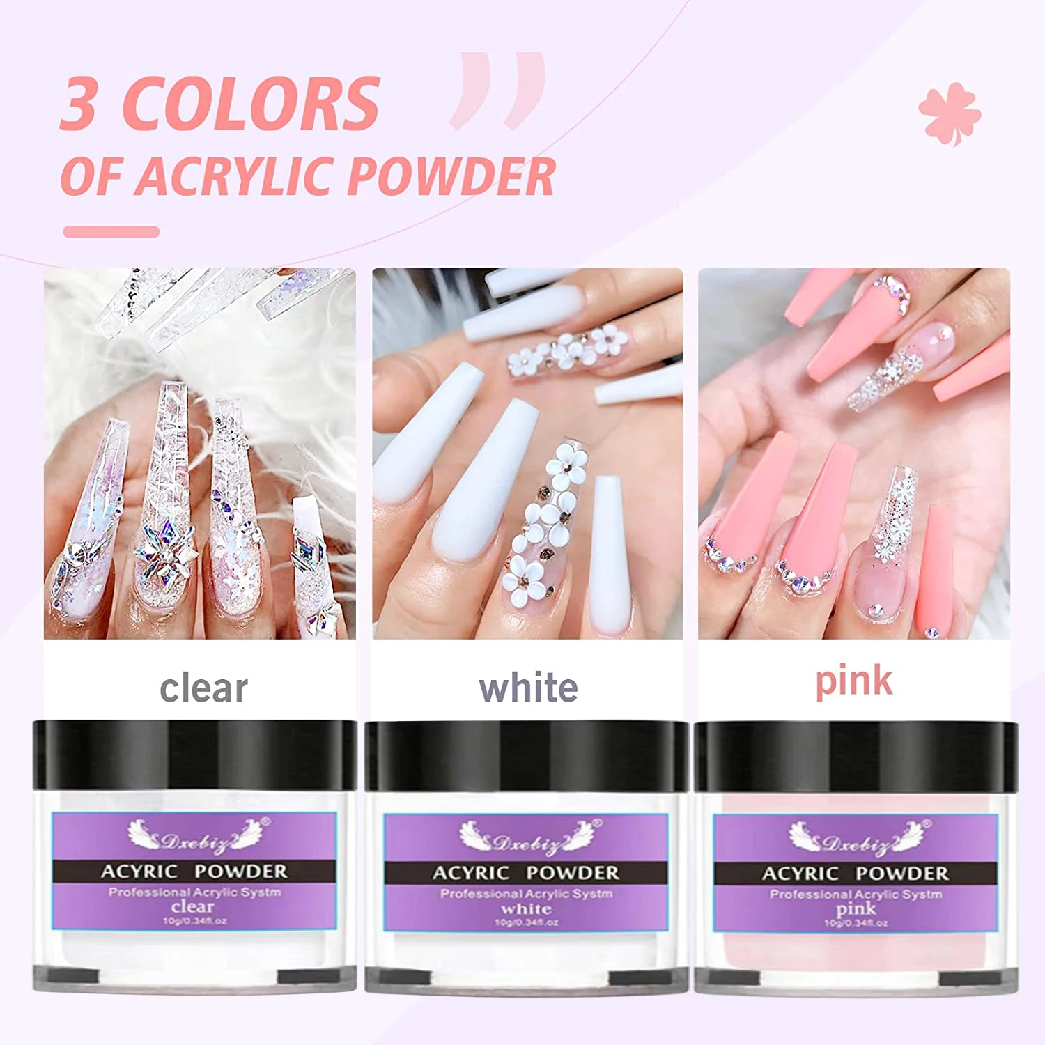 Acrylic Nail Kit Acrylic Powder and Liquid Set, Monomer Liquid Set with Nail Brush, Nail Powder Kit