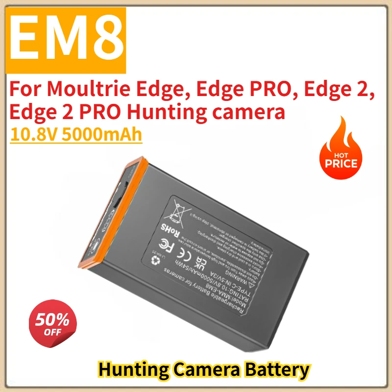 

High Quality EM8 Hunting Camera Battery 10.8V 5000mAh for Moultrie Edge, Edge PRO/ 2/ Edge 2 PRO Camera Brand New Replacement