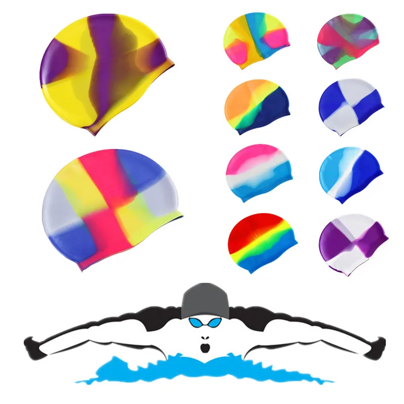 High Elasticity Silicone Adult Swimming Caps Waterproof Anti Slip Multicolor Swim Cap for Men Women Water Sports Cap Accessories