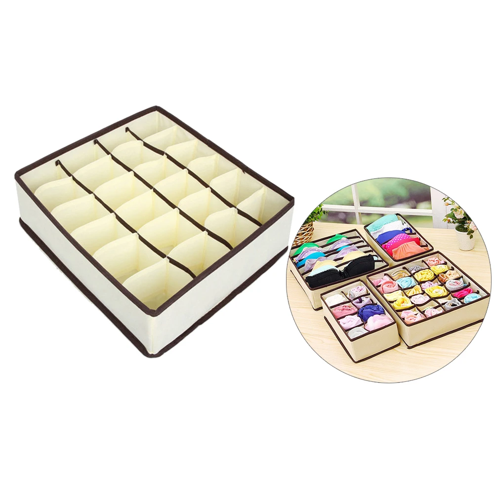 

2pcs Underwear Storage Organizer 24 Compartments Non-Woven Drawer Divider For Socks Bras Gloves Handkerchiefs Sock Storage Box