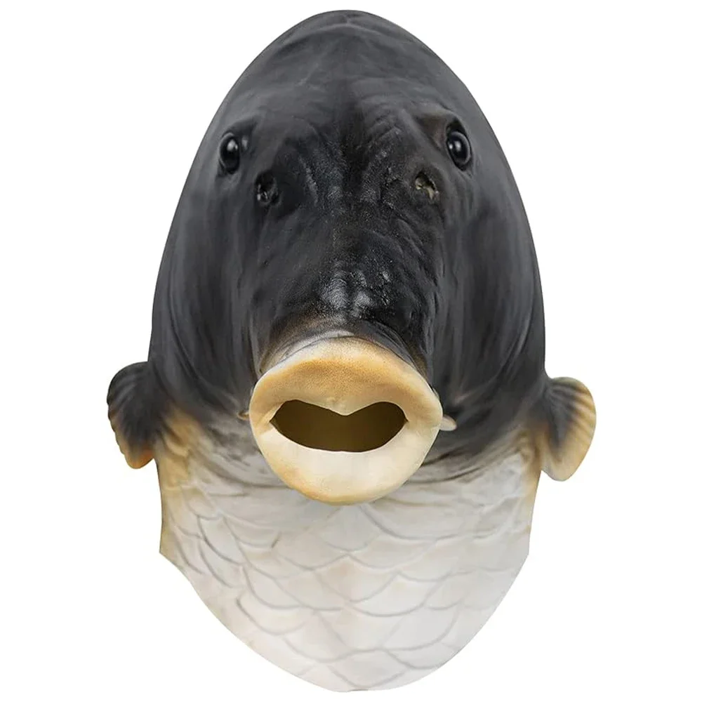 Realistic Fish Head Mask Animal Latex Mask Headgear Halloween Funny Costume Party Carp Goldfish Cosplay Mask Novelty Props