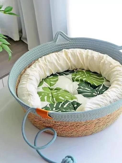 

Теплая лежанка-гнездо ручной работы для кошек, всесезонная, с хлопковой подкладкой, съемная, для чистки, с когтеточкой