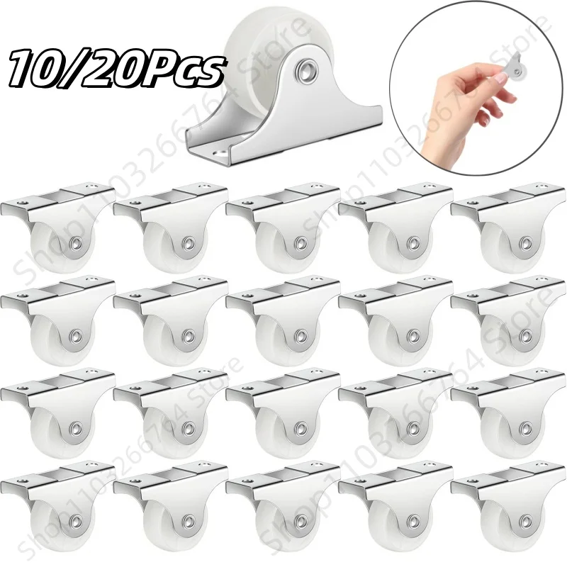 Ruedas giratorias para muebles blancas, ruedas rodíndricas de plástico fuertes de 1 pulgada, ruedas rígidas y silenciosas para cajón de carrito, 10/20 piezas