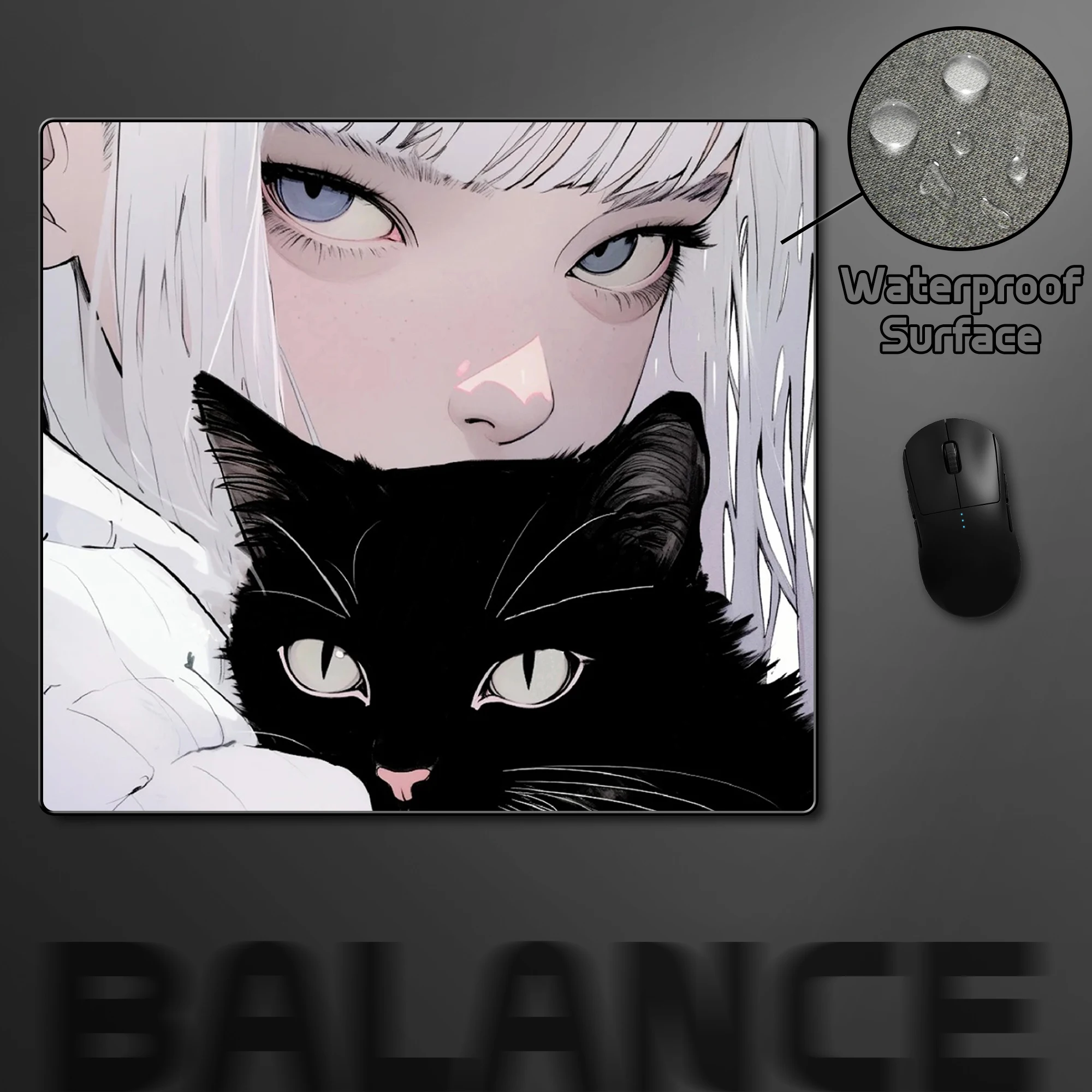

Резиновый коврик для клавиатуры с черным котом, 45*40 см, офисный нескользящий коврик для компьютерной мыши, геймерский коврик для киберспорта, профессиональный балансный коврик для мыши