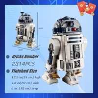 New space robot building block Brick R2 robot R2d2 digital model children's toy boy birthday Christmas Day Gift