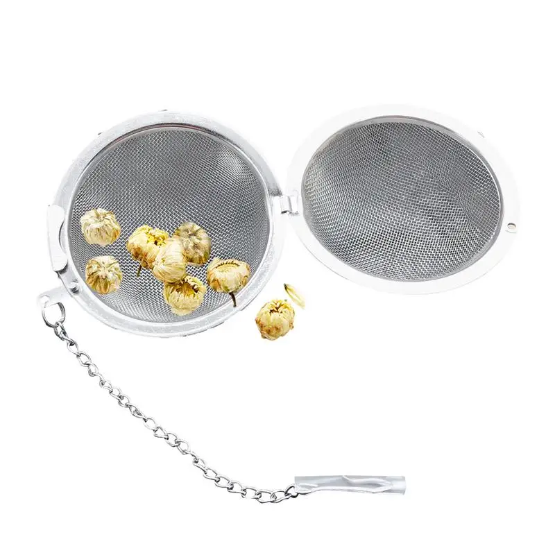 Stainless Steel Tea Ball Stainless Steel Mesh Tea Ball Flavored Filter Ball Soup Filter Ball With Extension Chain Hook