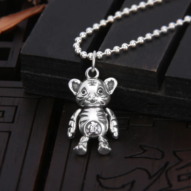 

New 925 Sterling Silver Cute Little Tiger Pendant For Men And Women Fashionable Original Design Personalized Jewelry