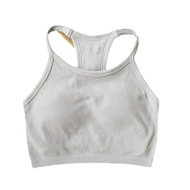 Women Sexy Halter Neck Sports Bra With Padded Ribbed Yoga Top Quick Dry Fitness Vest Gym Running Tank Tops Athletic Wear