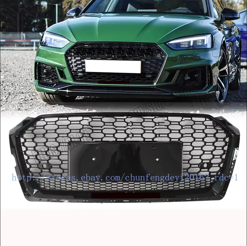For Audi A5 S5 S-Line 2017 17 2018 18 2019 19 2020 20 RS5 Style Grill Grille Black Trim Chrome Rings