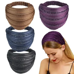 Women Lace Headband Wide Lace Hair Bands Headdress Fashion Glitter Headbands Hair Accessories for Women Girls