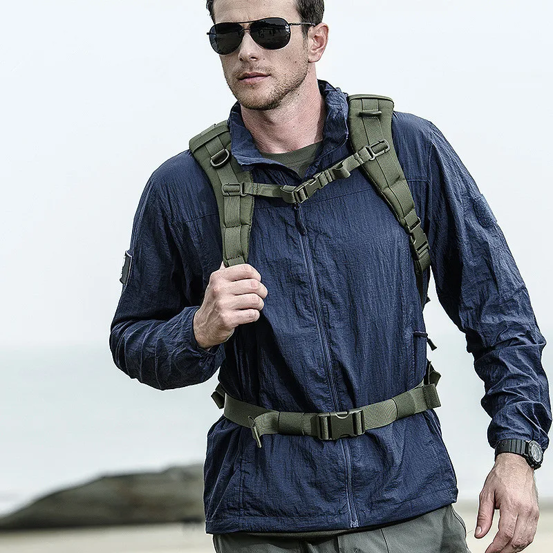 Lightweight Waterproof Tactical Jacket Men Summer Breathable Thin Hoody Raincoat Hunting Portable Windbreaker Skin Jackets