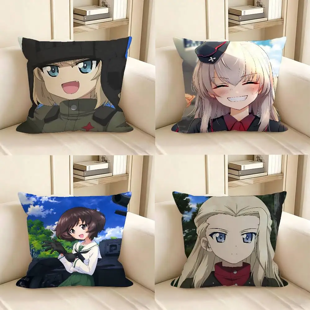 1pc Anime Girls Und Panzer Pillow Case Fashion Square Pillowcase Bedroom Sofa Room Ins Decoration Leisure