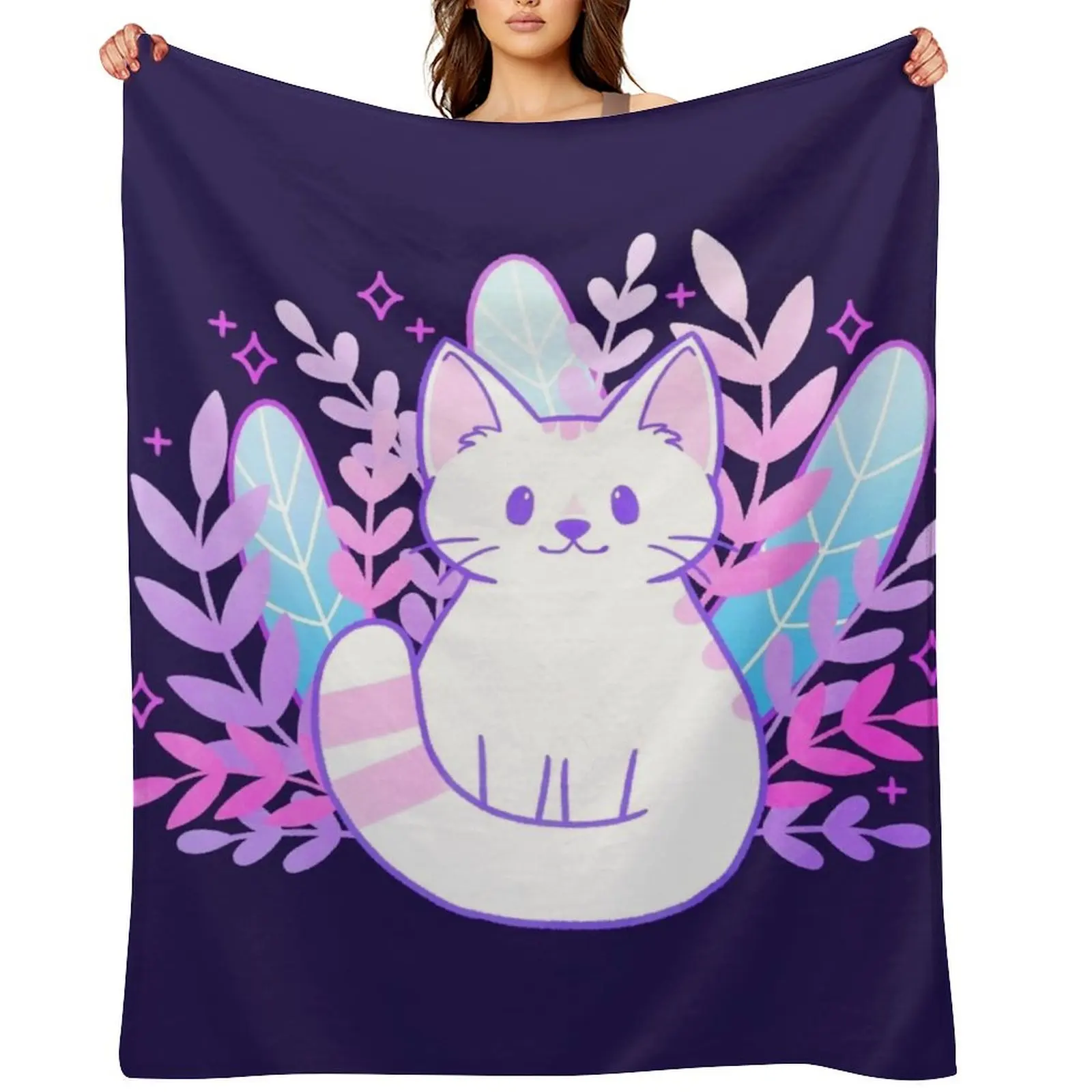 

Plant Cat Nikury Throw Blanket Decoratives Bed Multi-Purpose For Sofa Thin Blankets