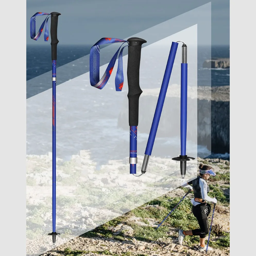 Bastón plegable de fibra de carbono 99%, bastones de Trekking ligeros ultraligeros, senderismo, escalada, esquí, bastón nórdico, 1 Uds.