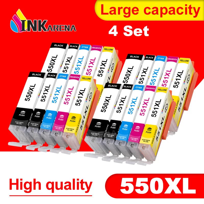 INKARENA 4Set 550XL PGI550 CLI551 Compatible ink Cartridge With Chip For Canon Pixma MG5450 MG5550 MG5650 MG6450 MG6650 MG7150