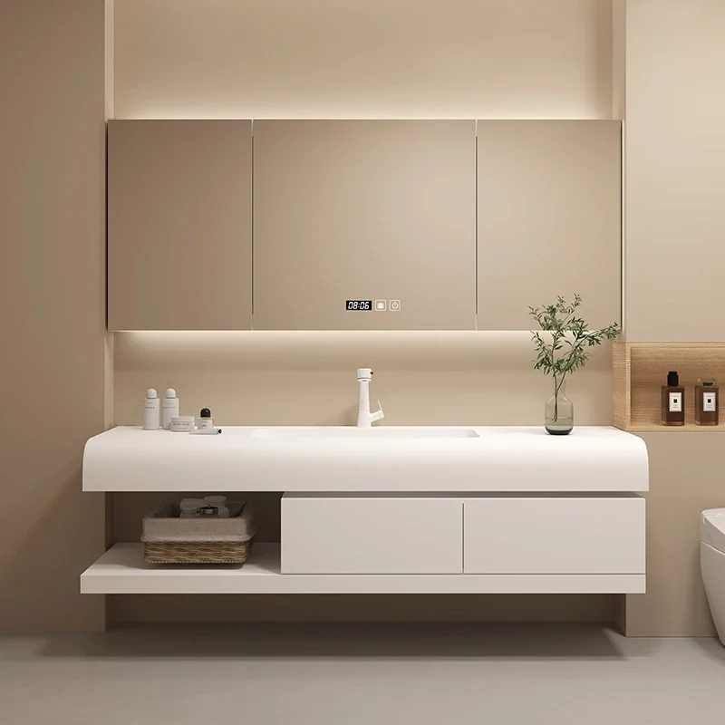 Drawers Paper Bathroom Cabinet Skincare Modern Luxury Space Saver Partitions Display Cupboard Mirror Gabinete Hotel Furniture