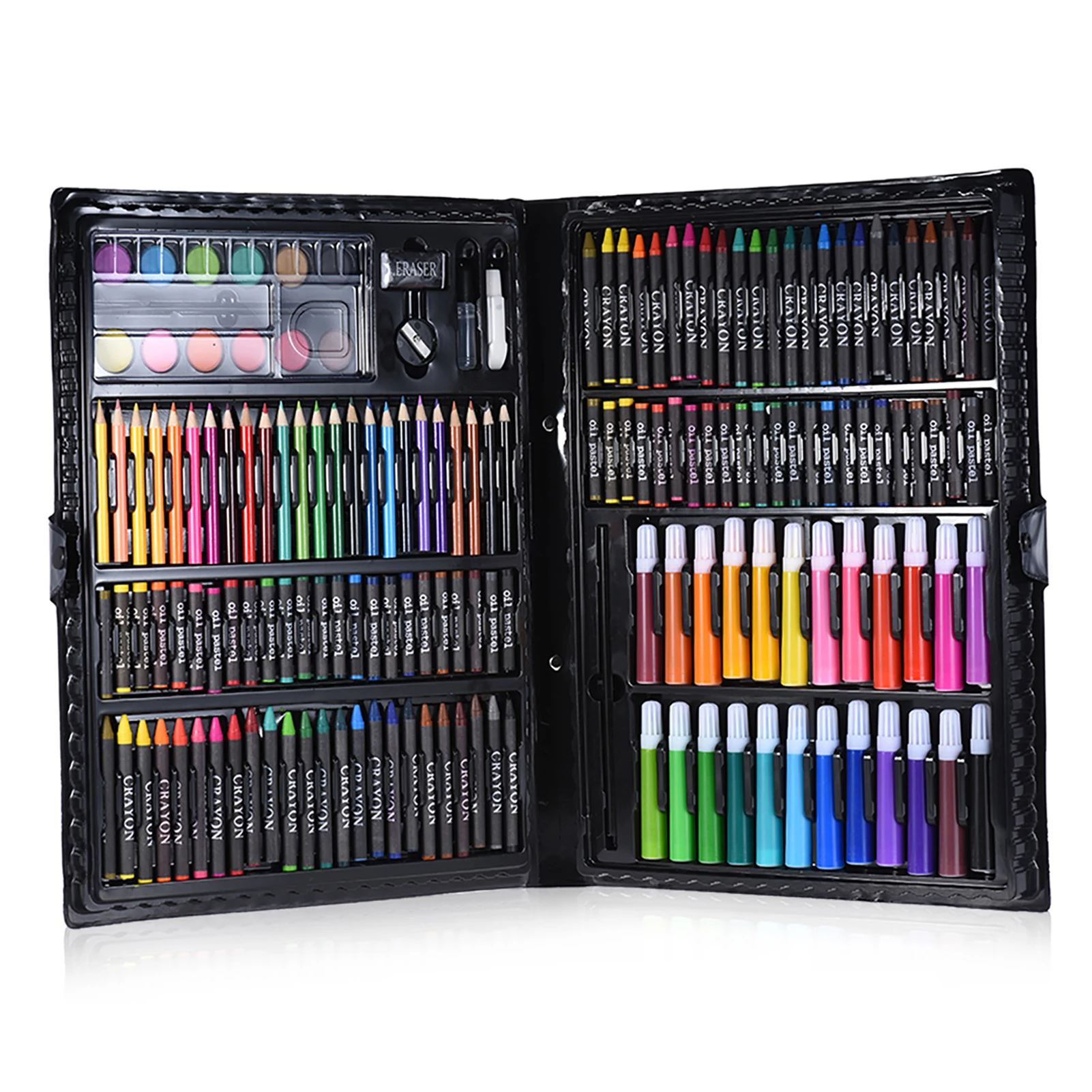 168pcs Drawing Pen Art Set Kit Painting Sketching Color Pencils Crayon Oil Pastel Water Color Glue with Case for Children Kids