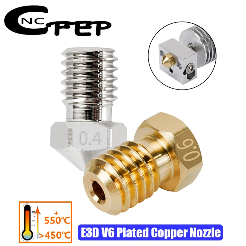 

Top Quality 4pcs Brass V6 Nozzle3D Printer Parts M6 Nozzles E3D V6 Plated Copper Nozzle For 1.75mm Filament For Ender 3 CR10