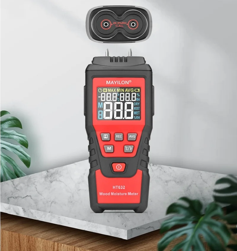 MAYILON HT632 Wood Moisture Meter Plastic Concrete Cement Brick Paper HT65 Pen Type Water Content Humidity Detector