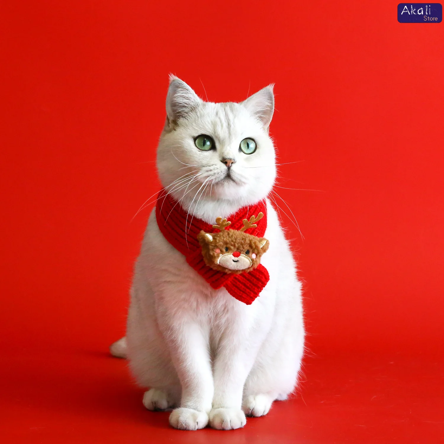 2025 Christmas Pet Knitted Set Cat and Dog Plush Scarf Hat Set Pet Winter Warm Plush Clothing Holiday Decorations Pet Supplies