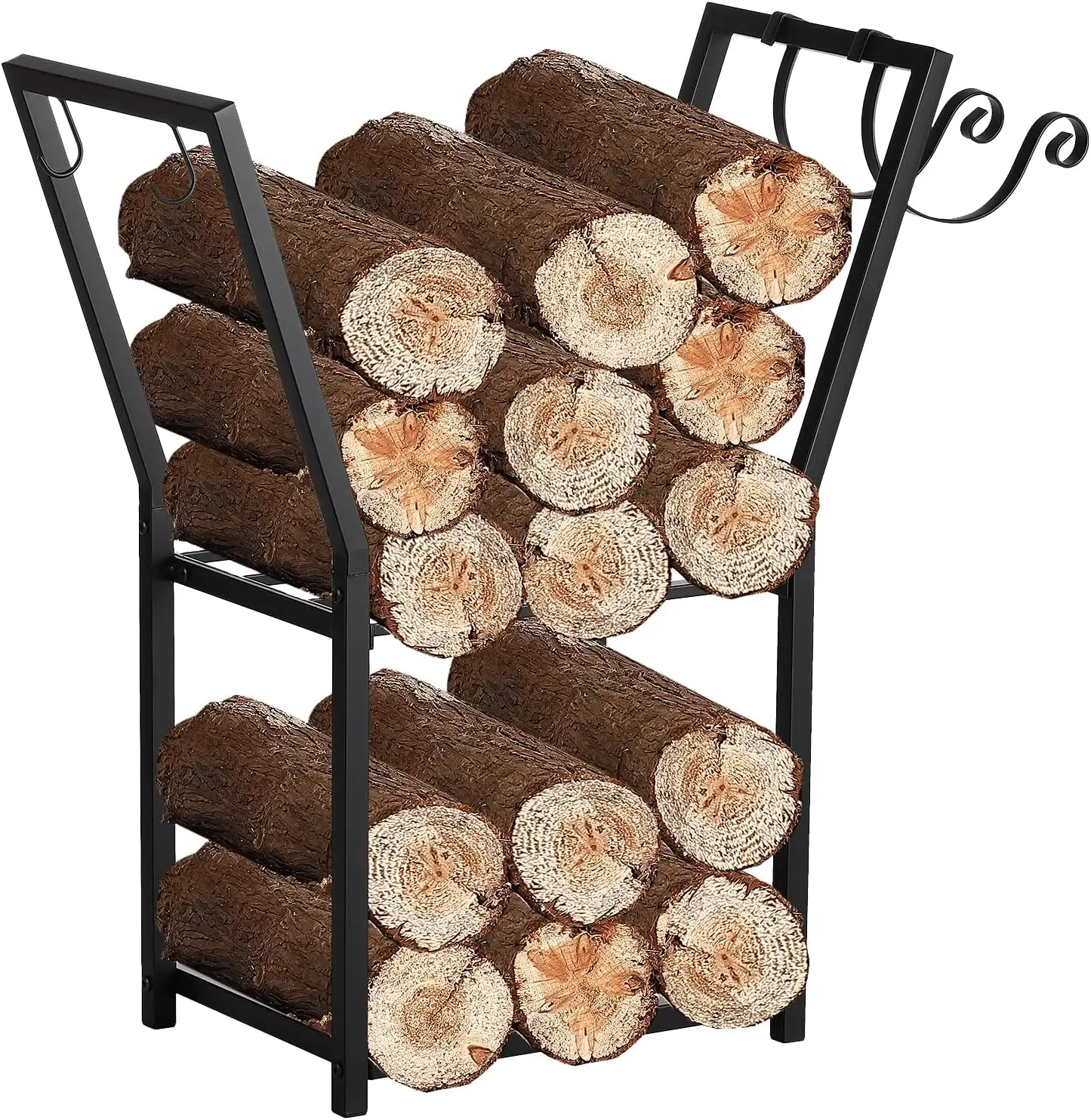 

Two-Tier Adjustable Firewood Rack and Log Holder Indoor and Outdoor Beauty Steel Frame for Garden Greenhouses