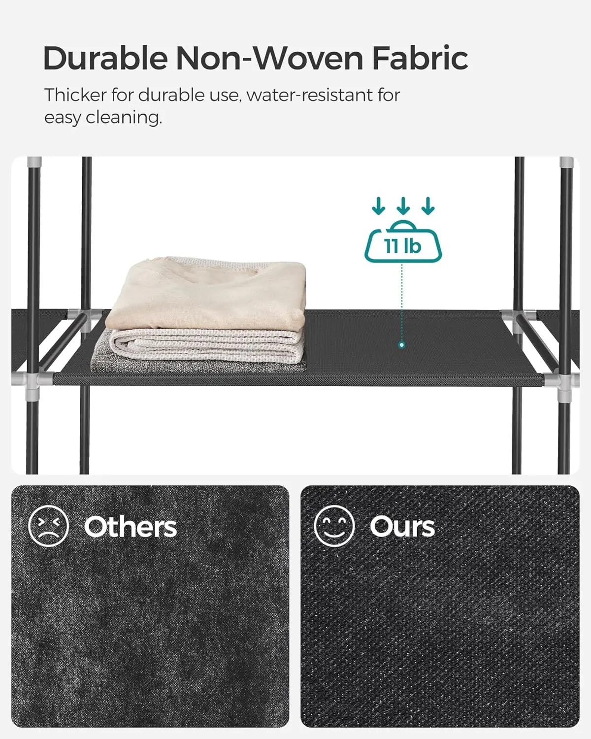 Closet Wardrobe, Portable Closet for Bedroom, Clothes Rail with Non-Woven Fabric Cover, Clothes Organizer, 59 x 17.7 x 69 Inche