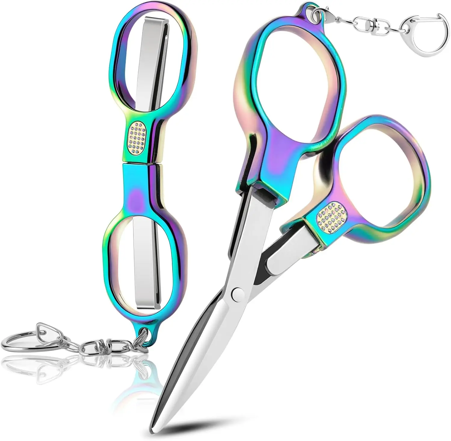 

Folding Stainless Steel Mini Travel Scissors with Keychain for Home Office Craft Sewing