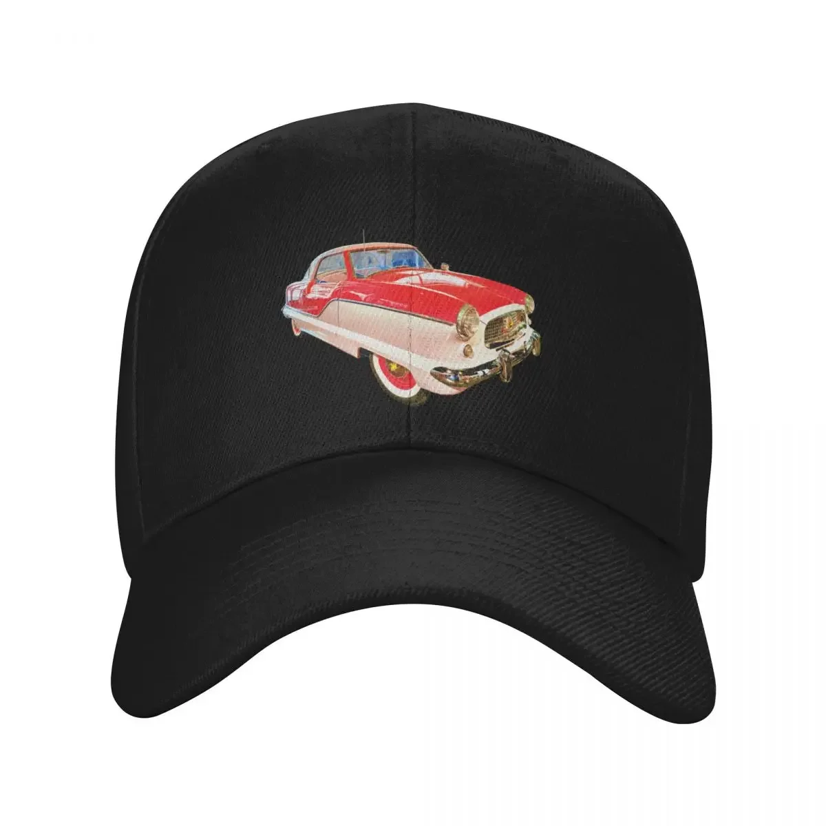 Nash Metropolitan in shiny red - classic vintage car photo Baseball Cap Golf Hat Luxury Cap Boy Child Women's