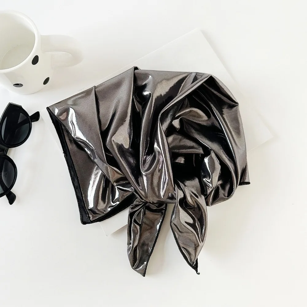 

Y2K жидкий серебряный шарф для волос, мягкая повязка на голову, лазерная цветная повязка для волос, тонкий шарф, хип-хоп, панк, бандана для девочек