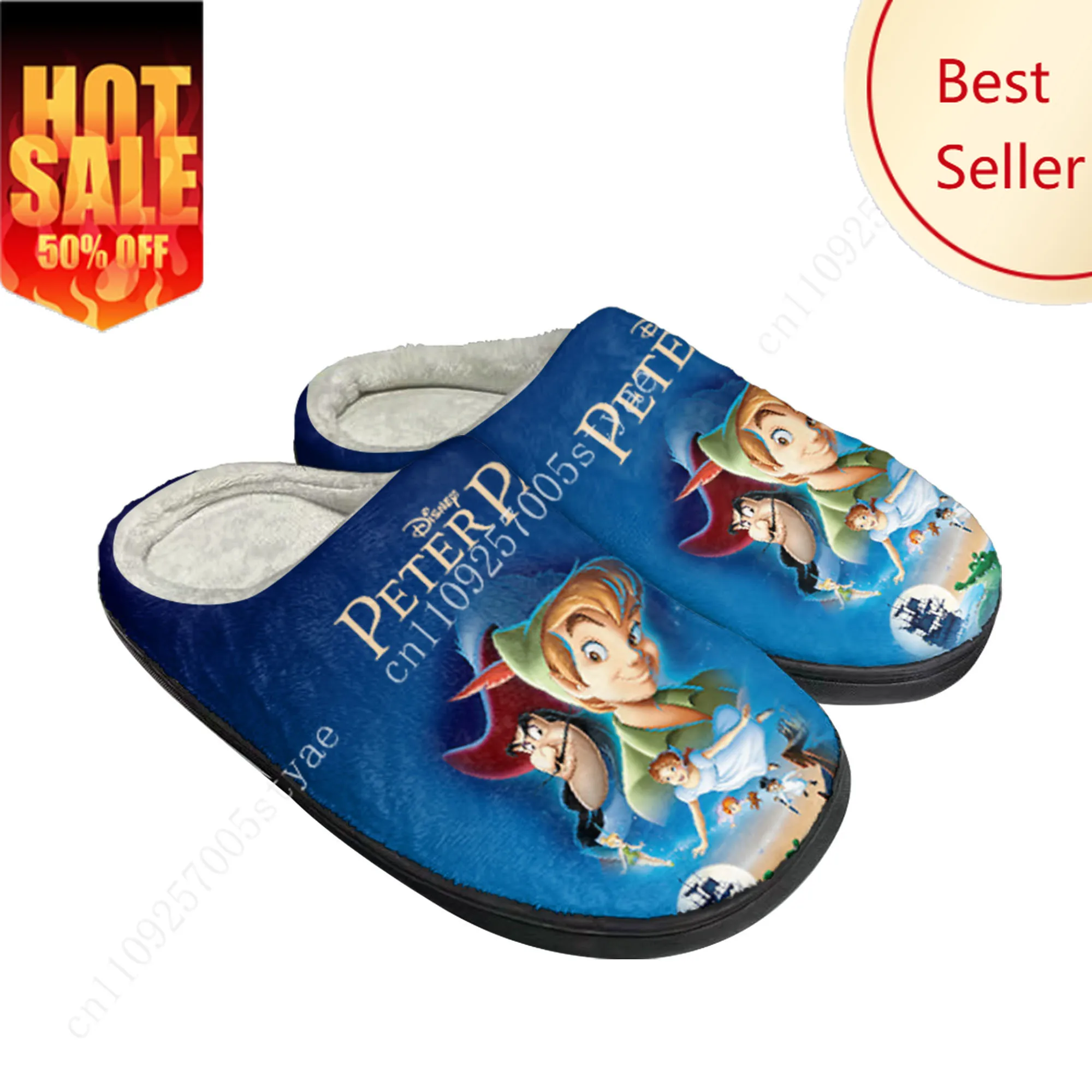 

Peter Pan Cotton Slippers Disney Cartoon Decorate Plush Indoor Shoes Design Your Photo Party Holiday Gifts Custom Shoe