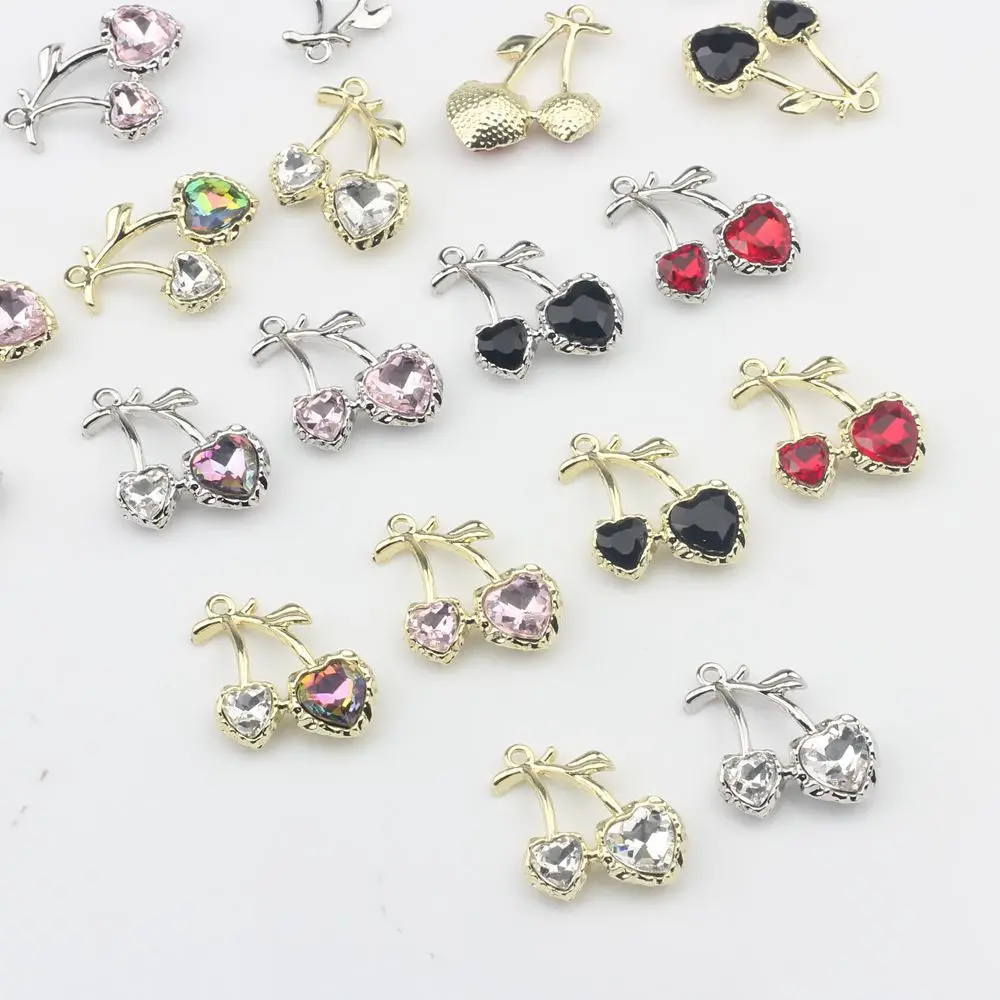10Pcs Alloy Cute Fruit Cherry Shape Pendant For DIY Bracelet Necklaces Party Jewelry Earring Making Accessories Handmade Fashion