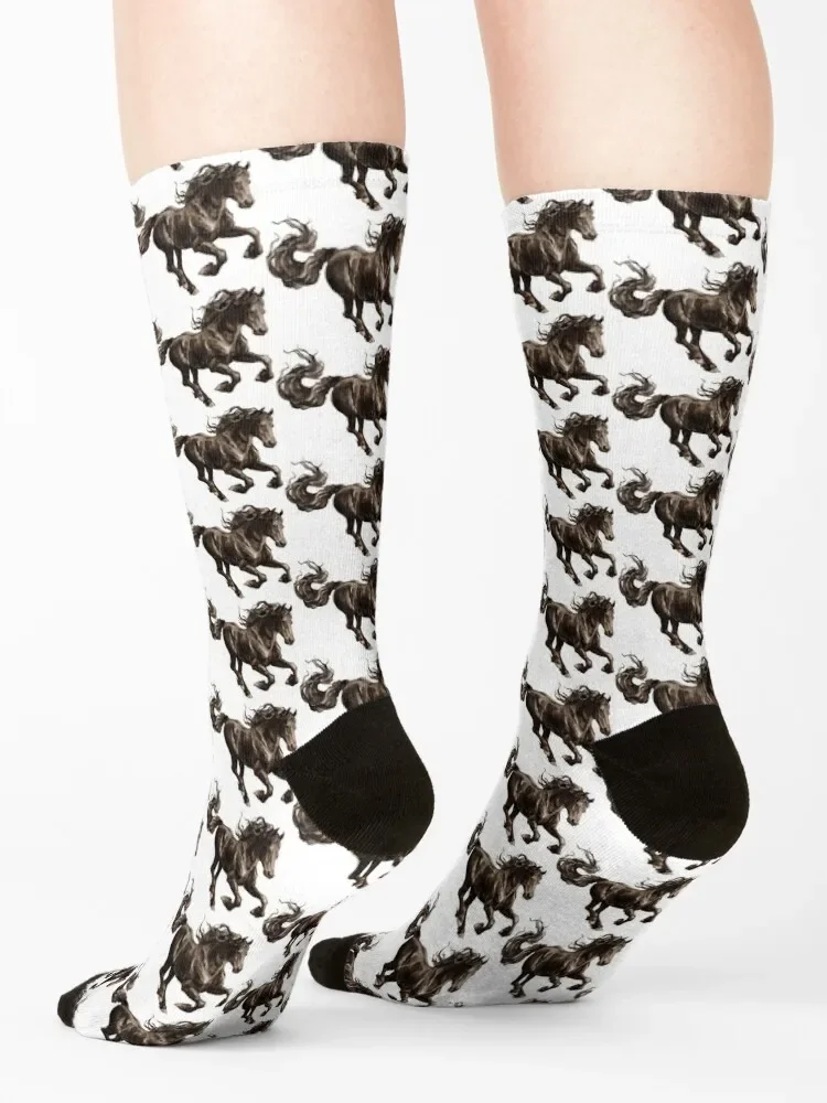 Friesian horse Socks kids winter thermal Running halloween Socks Male Women's