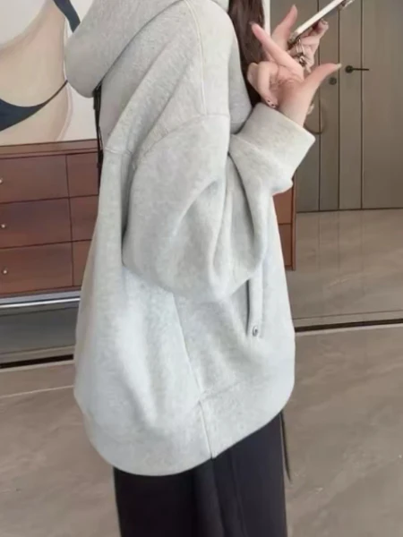 Sweat à capuche d'hiver pour femmes, décontracté, polyvalent, grande taille, tendance, Streetwear, confortable, coupe ample, Long, Sve