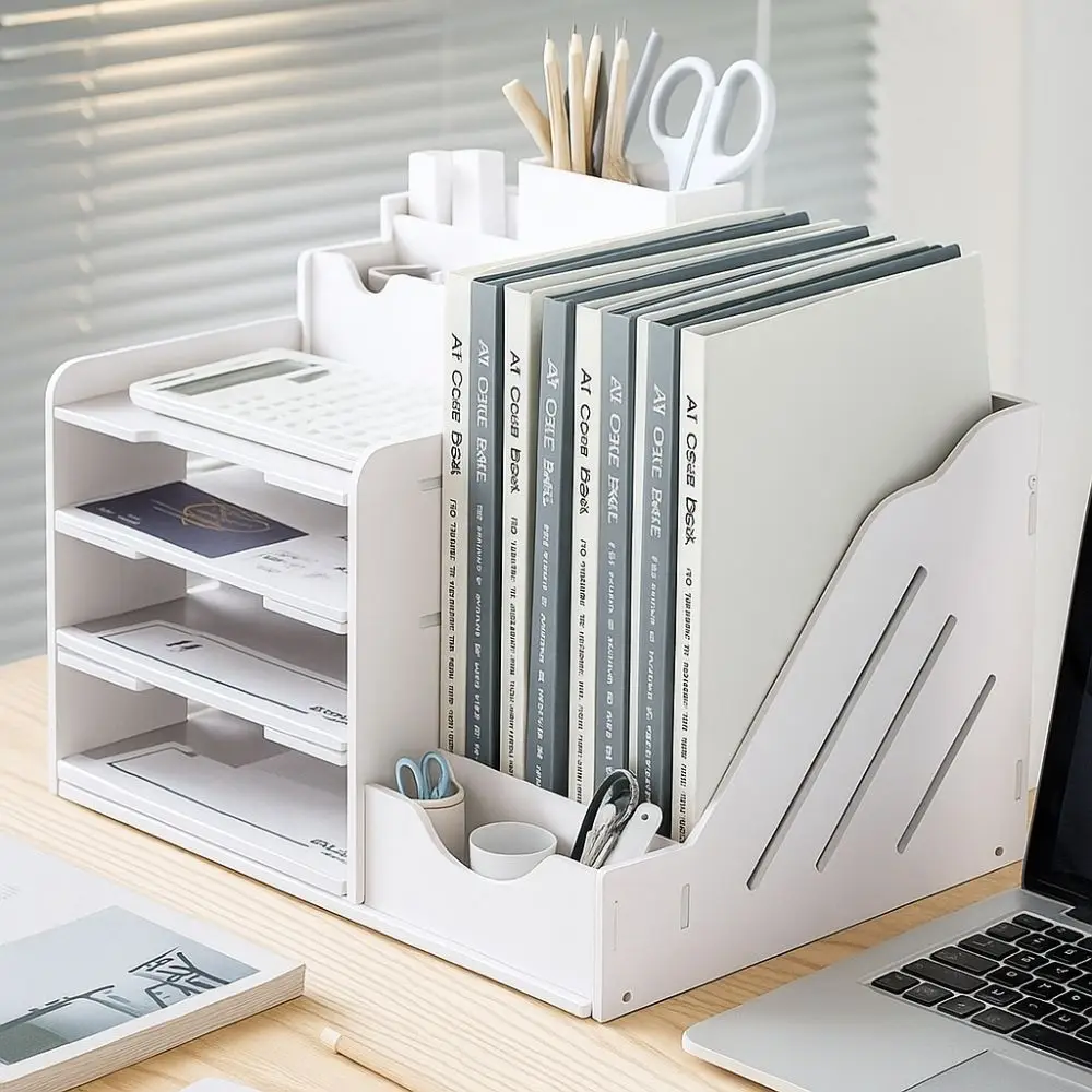 

Large Capacity File Storage Rack Space Saving Thickened File Sorter Multi-Layer Partition Design Desktop Storage Box Library