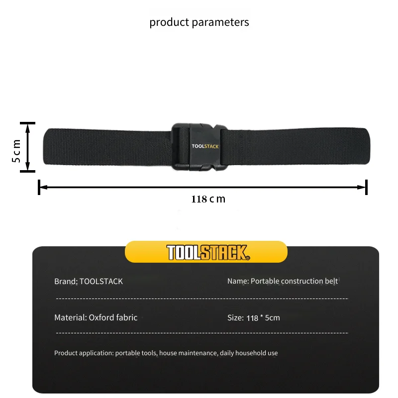 TOOLSTACK Light Work Belt Portable Construction Belt Universal Oxford Cloth Belt Quick-Hang Waist Belt Adjustable Working Belt