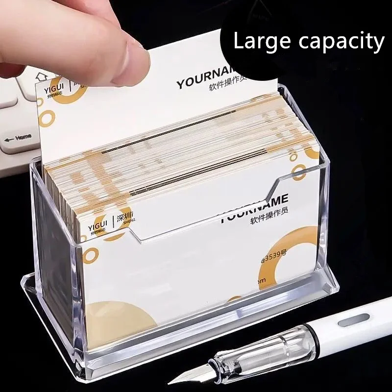 Business Card Holder Creative Transparent Acrylic Card Storage Box Front Desk Business Large Capacity Storage Business Card Box