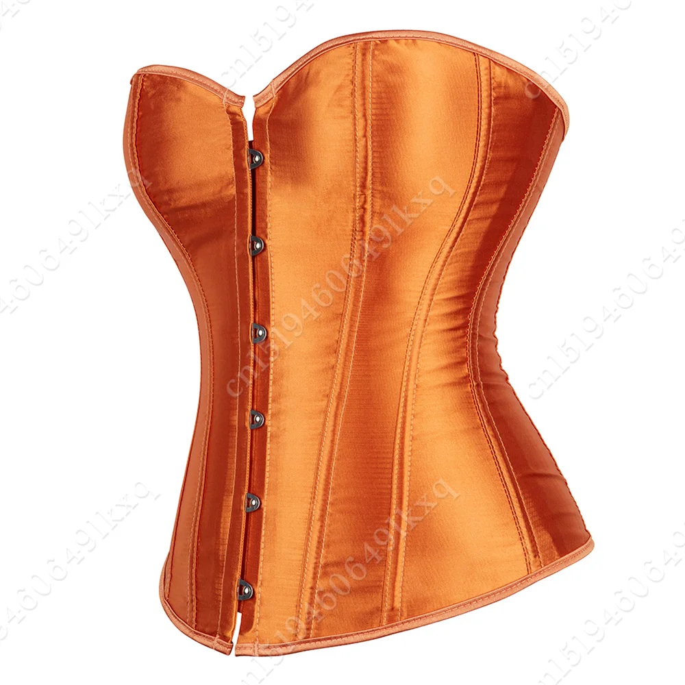 Korsett Tops für Frauen Über brust Bustier Satin sexy Schnür Korsett Orange