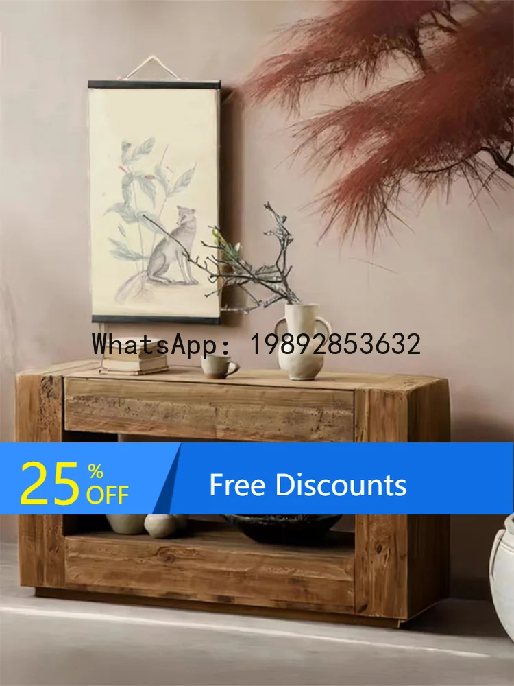 

LYY American Country Style Solid Wood Entryway Cabinet B&B Living Room Side Cabinet Cafe Vintage Natural Wood