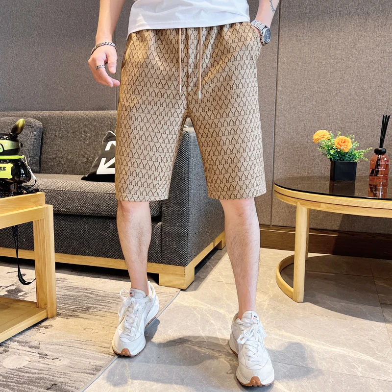 

Casual Summer Thin Faionable Men's Beach ort Pants Five-Quarter Spor Youth Straight Leg Breathable Polyester Cotton Blend