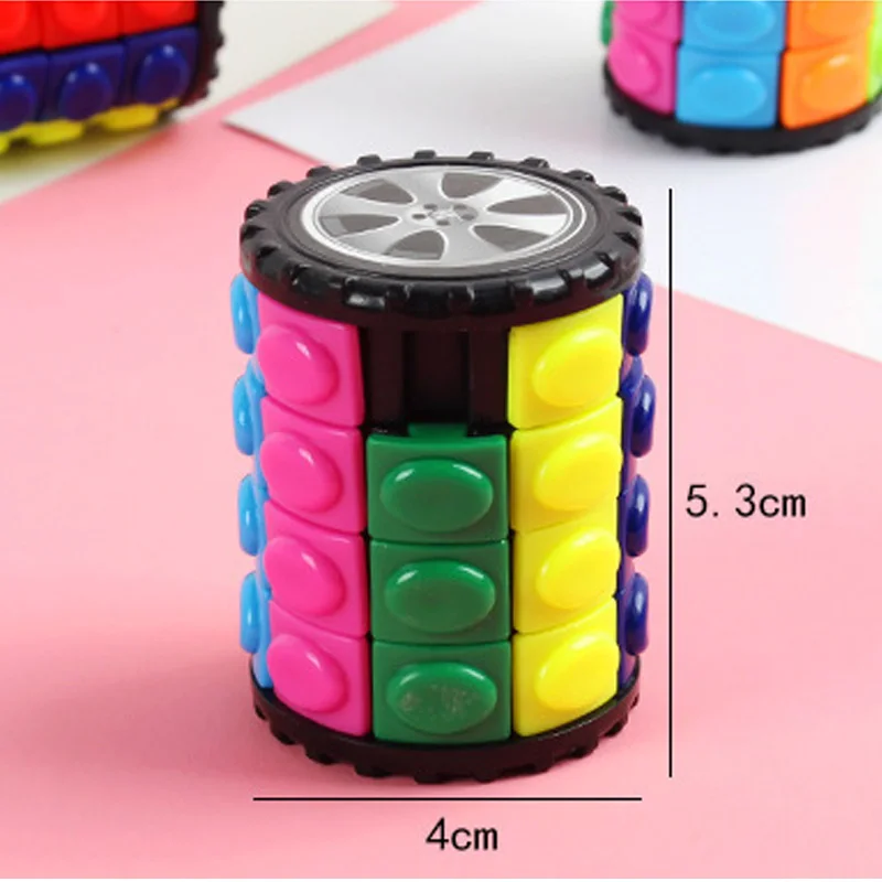 Kids Cylinder Corn Puzzle Wheel Rotating 3D Magic Tower Cube Professional Speed Cubo Magico Educational Toys Christmas Gifts