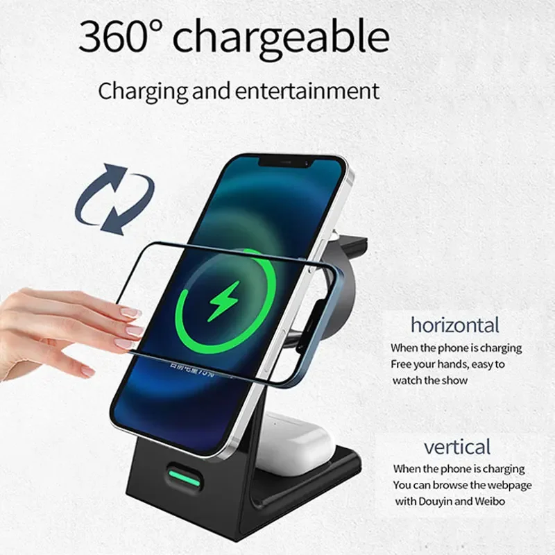 30W 3 in 1 Wireless Charger Stand For iPhone 15 14 13 12 Pro Max Apple Watch Airpods Pro Fast Charging Station For iWatch 8 7 6