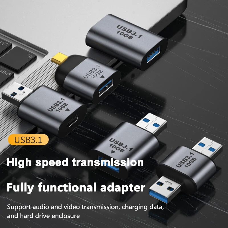 USB C to USB 3.1 OTG Adapter USB Male To Type C Female For PC Laptop Hard Disk Box PD Fast Charging Audio Video Transmission