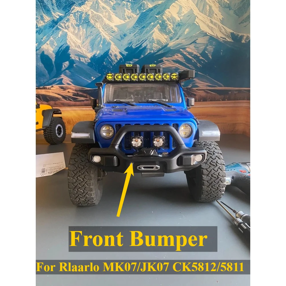 Custom DIY AEV Style Front Bumper For Rlaarlo MK07 JK07 CK5812 5811 1/7 RC Offroad Truck Scale Exterior Styling Mod Parts