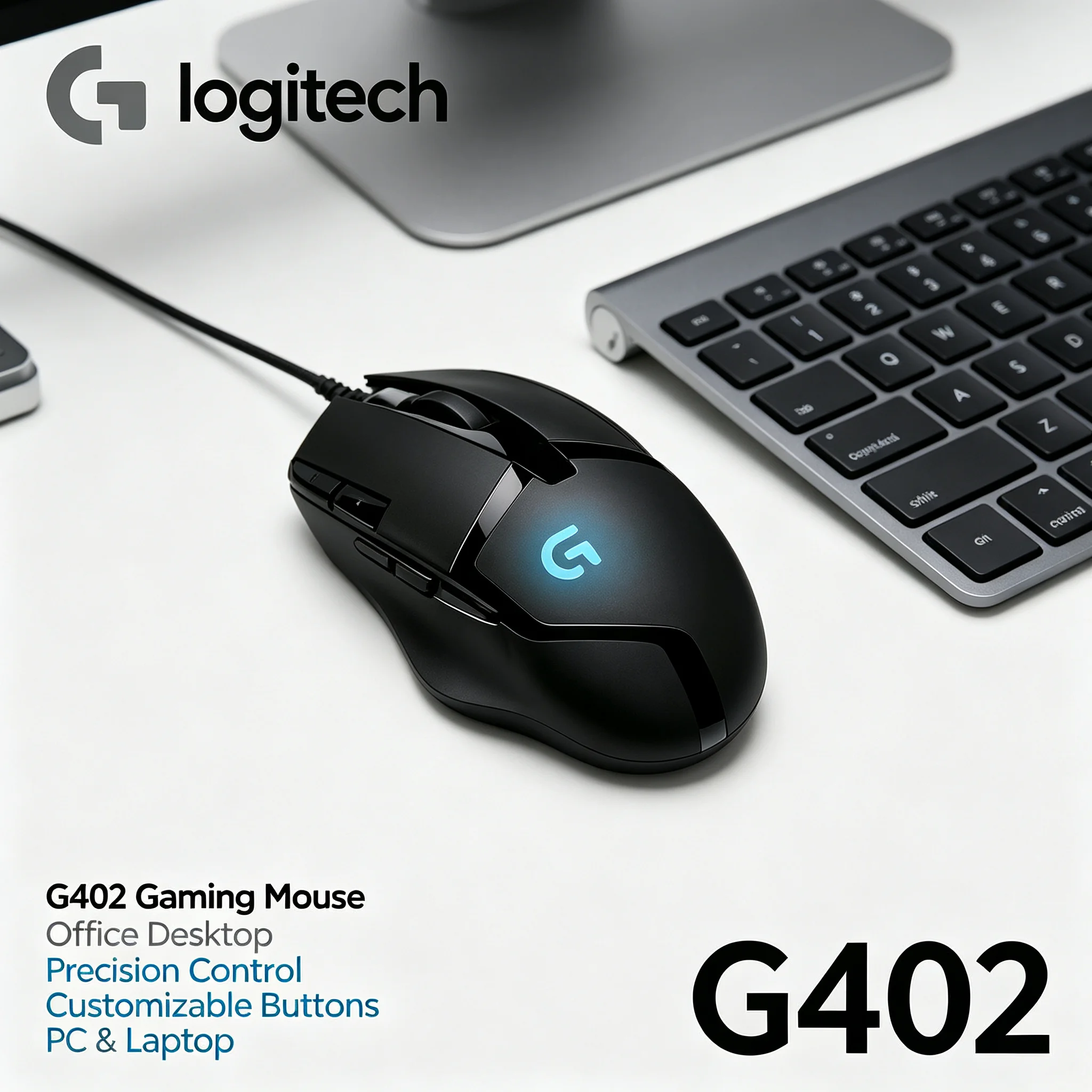 Logitech G402 Gaming Mouse Hyperion Fury 4000DPI Wired Optical Computer Mice