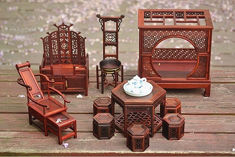 Dollhouse Miniature Furniture Models Mini Wardrobe Cabinets Tables Chairs Stools Table Ornaments Miniature icraft Home Decor