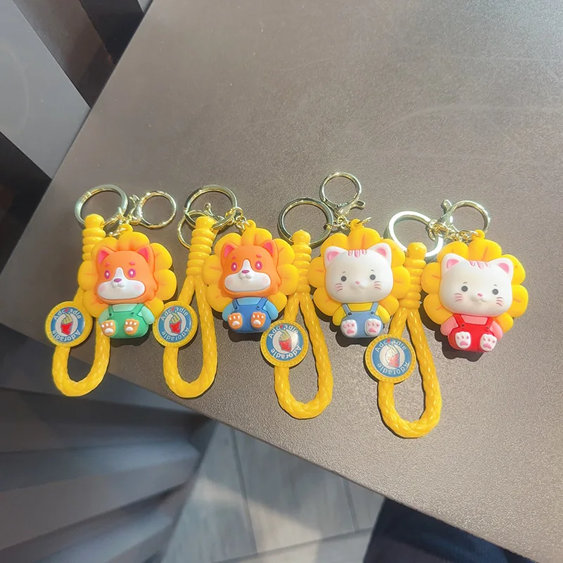 New Creative Flowers Cute Cartoon Cat / Puppy Keychain Girls Cute Bag Backpack Decoration Pendant Festive Activities Small Gifts