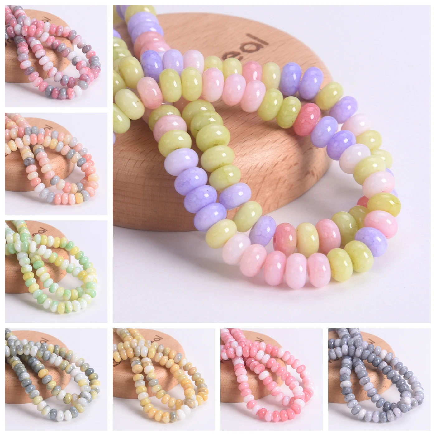 50 stuks Gemengde Kleuren Rondelle Vorm 8x5mm Opaak Glas Losse Spacer Kralen Lot Voor Sieraden Maken DIY Armband Bevestigingen